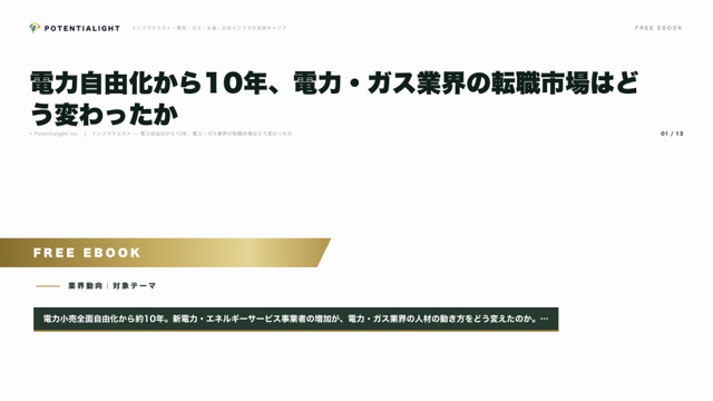 電力自由化から10年、電力・ガス業界の転職市場はどう変わったか eBook表紙