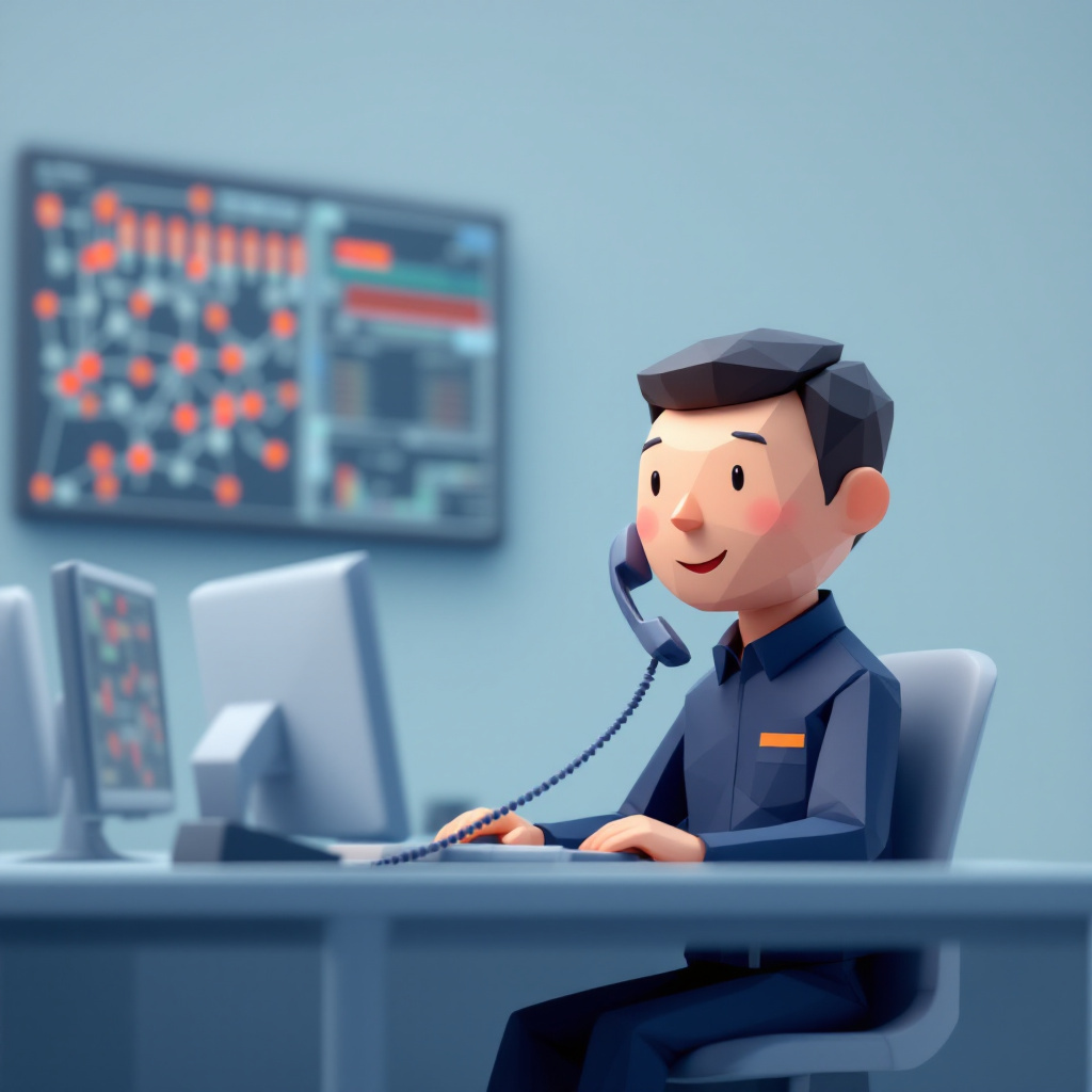 供給制御・運転監視オペレーターのキャラクターイラスト