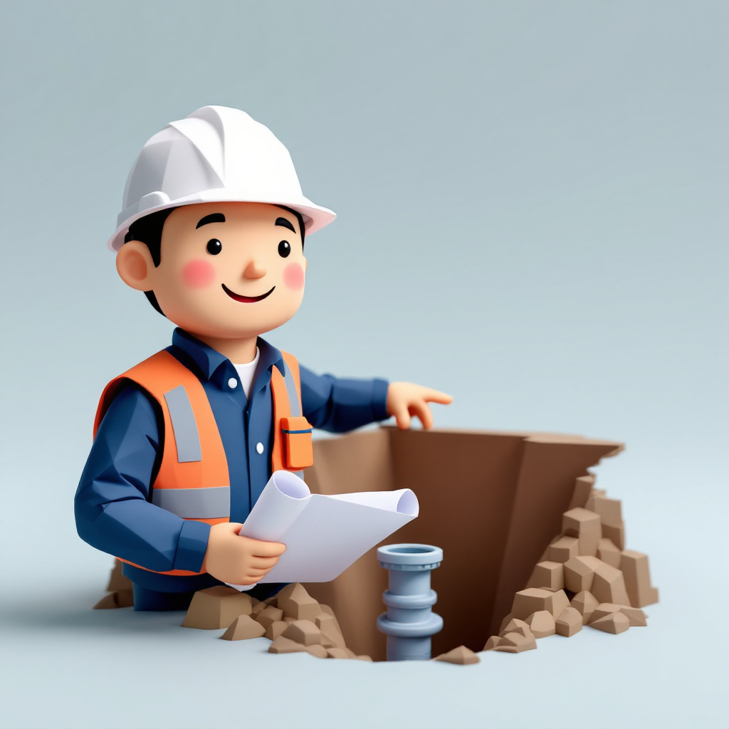 施工管理・現場監督（インフラ更新工事）のキャラクターイラスト