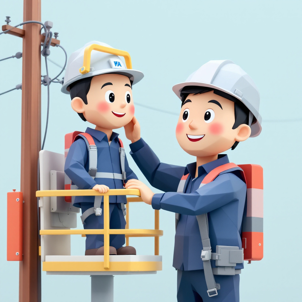 送配電・設備保守技術者のキャラクターイラスト